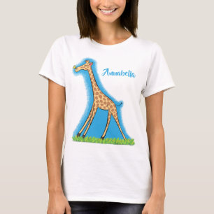 Niedliche Gigraffe mit Schmetterling-Cartoon T-Shirt