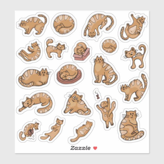 Niedliche Ginger-Cat-Aufkleber Aufkleber (Blatt)