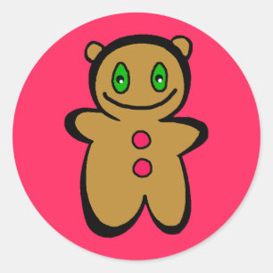 Niedliche Gingerbrot-Boy-Stickers Runder Aufkleber