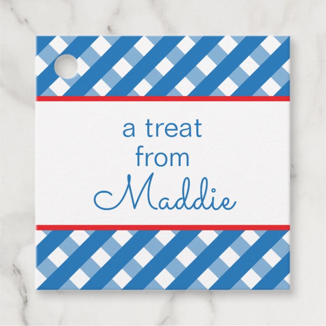 Niedliche Gingham Personalisierte Geschenke oder L Geschenkanhänger (Vorderseite)