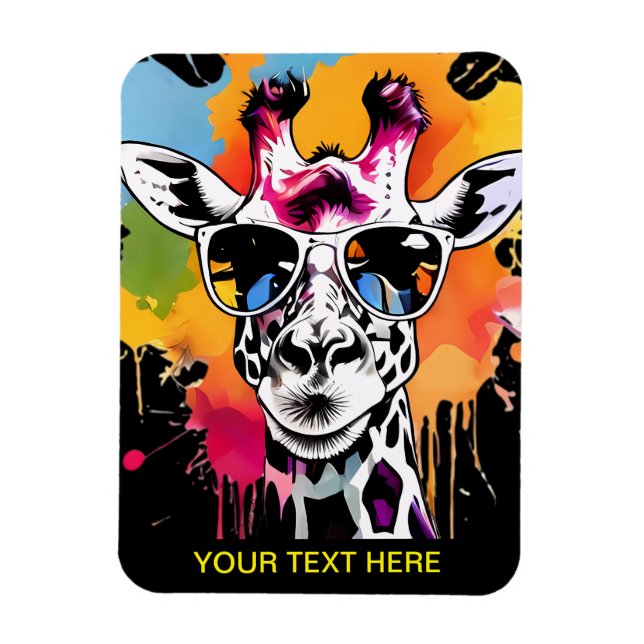 Niedliche Giraffa mit Sonnenbrille bespritzt Magnet (Vertikal)