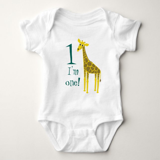Niedliche Giraffe 1. Geburtstag Baby Strampler (Vorderseite)