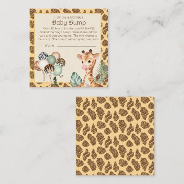Niedliche Giraffe Animal Print Baby Bump Game Begleitkarte (Vorne/Hinten)
