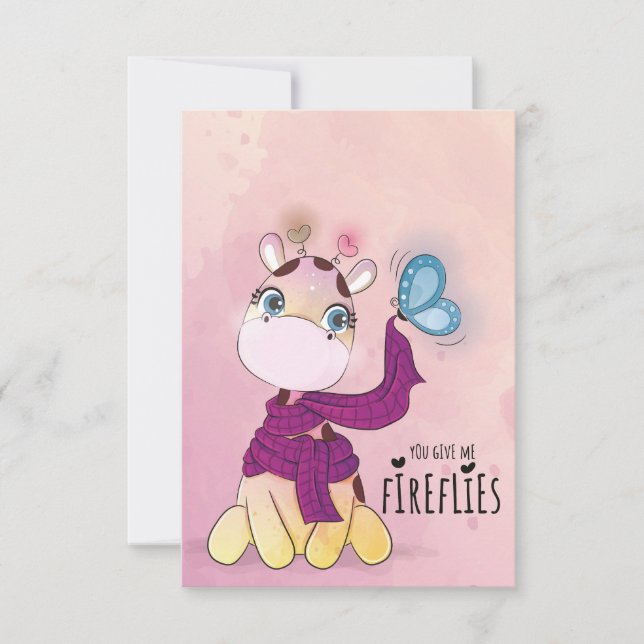 Niedliche Giraffe Aquarell Einladung (Vorderseite)