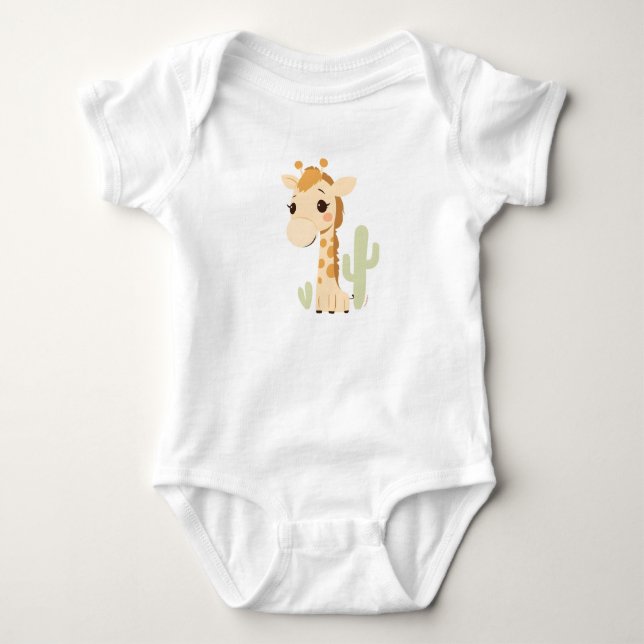Niedliche Giraffe Baby Jersey Bodysuit Baby Strampler (Vorderseite)