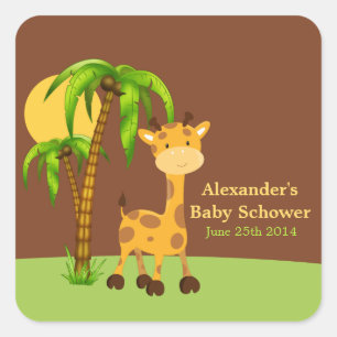 Niedliche Giraffe Babyaufkleber Quadratischer Aufkleber