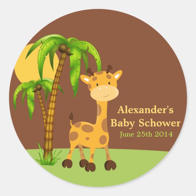 Niedliche Giraffe Babyaufkleber Runder Aufkleber (Vorderseite)