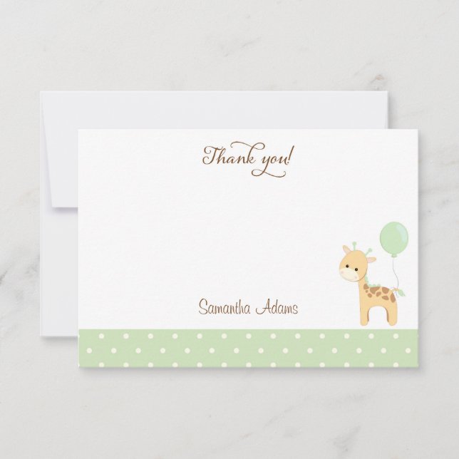 Niedliche Giraffe Babydusche Danke-Karte Dankeskarte (Vorderseite)