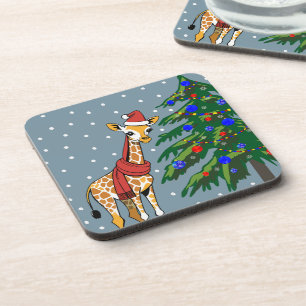 Niedliche Giraffe Beanie und Scarf mit Christbaum Getränkeuntersetzer