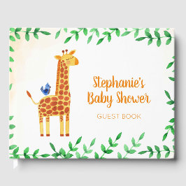 Niedliche Giraffe & Bird Personalisiert Baby Dusch Gästebuch