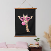 Niedliche Giraffe bläst rosa Kaugummi Sonnenbrille