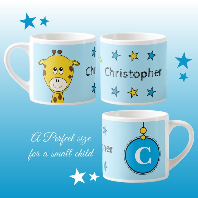 Niedliche Giraffe, blau gelb mit Kinderstars Espressotasse (Von Creator hochgeladen)