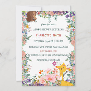Niedliche Giraffe Blume Gefälle Flora Babydusche Einladung