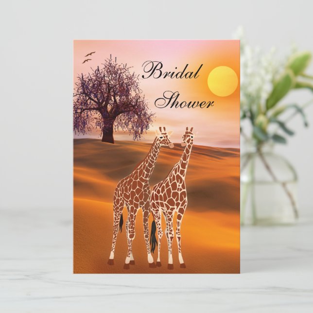 Niedliche Giraffe Bridal Dusche Einladung (Stehend Vorderseite)