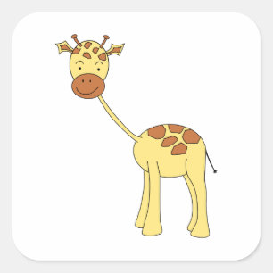 Niedliche Giraffe. Cartoon. Quadratischer Aufkleber