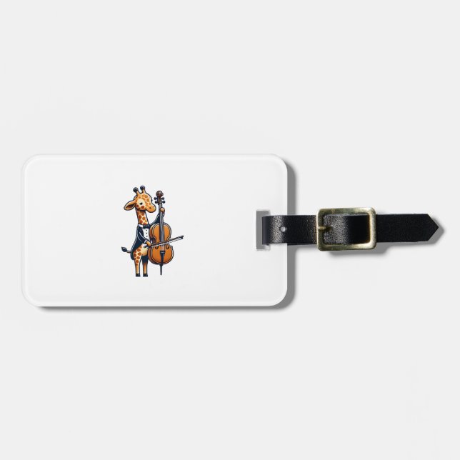 Niedliche Giraffe Cello Giraffen Musikermusik Gepäckanhänger (Vorderseite horizontal)