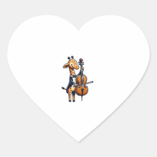 Niedliche Giraffe Cello Giraffen Musikermusik Herz-Aufkleber
