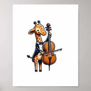 Niedliche Giraffe Cello Giraffen Musikermusik Poster