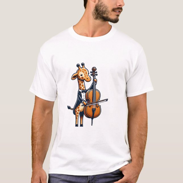 Niedliche Giraffe Cello Giraffen Musikermusik T-Shirt (Vorderseite)