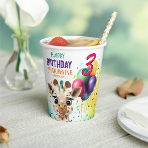 Niedliche Giraffe Colorful Confetti Kindergeburtst Pappbecher