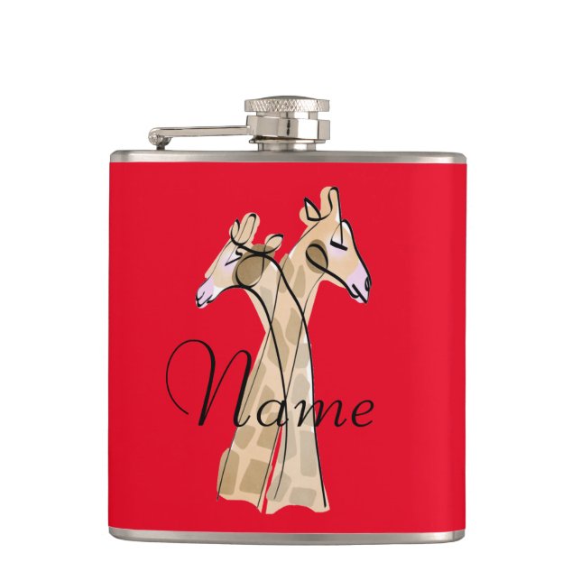 Niedliche Giraffe Couple Thunder_Cove Flachmann (Vorderseite)