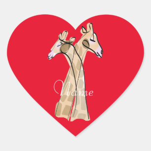 Niedliche Giraffe Couple Thunder_Cove Herz-Aufkleber