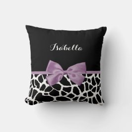 Niedliche Giraffe Druckvorschau Lila mit Namen Kissen