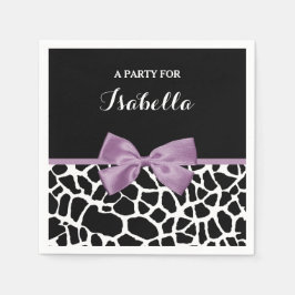 Niedliche Giraffe Druckvorschau Lila mit Namen Serviette
