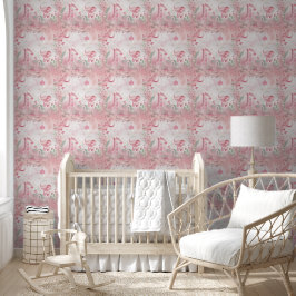 Niedliche Giraffe Elephant Pink Kinderzimmer Tapete