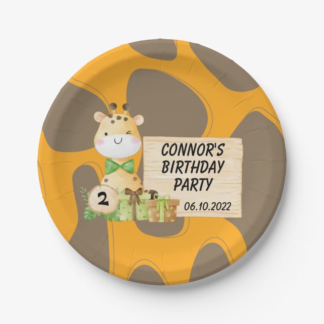 Niedliche Giraffe für Kleinkinder Pappteller (Vorderseite)