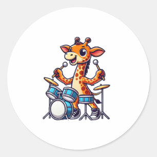 Niedliche Giraffe für Trommler-Giraffen Runder Aufkleber