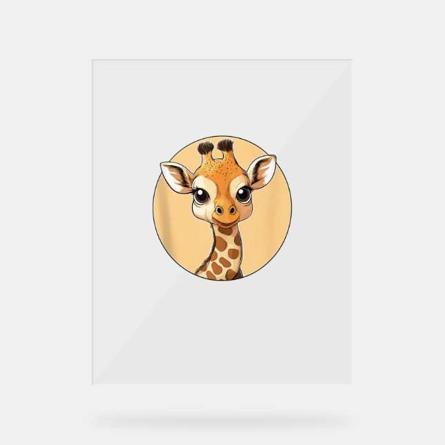 Niedliche Giraffe Gesicht Niedliche Augen Safari S Acrylschild (Vorderseite)