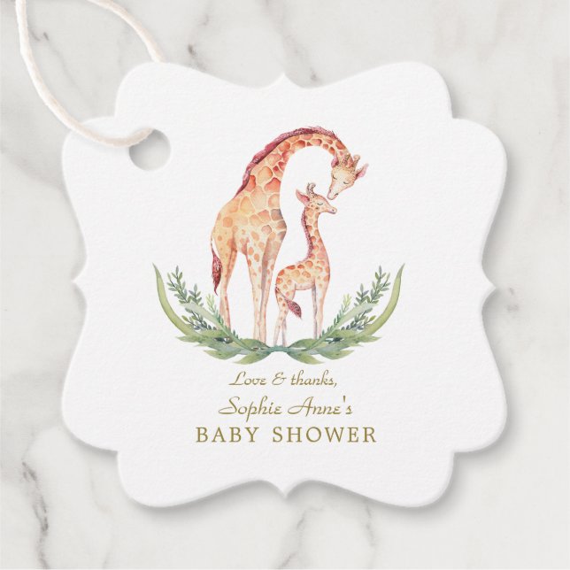 Niedliche Giraffe Girl Babydusche Geschenkanhänger (Vorderseite)