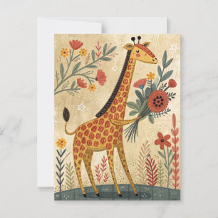 Niedliche Giraffe Gratulationen im Volkskunststil Postkarte