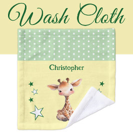Niedliche Giraffe hinzufügen Namen polka dots star Waschlappen