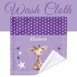 Niedliche Giraffe hinzufügen Namen polka dots star Waschlappen