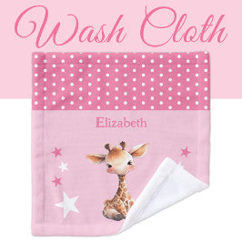 Niedliche Giraffe hinzufügen Namen polka dots star Waschlappen