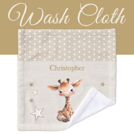 Niedliche Giraffe hinzufügen Namen polka dots star Waschlappen
