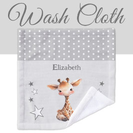 Niedliche Giraffe hinzufügen Namen polka dots star Waschlappen