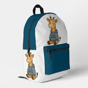Niedliche Giraffe-Hoodie-Sticker Bedruckter Rucksack
