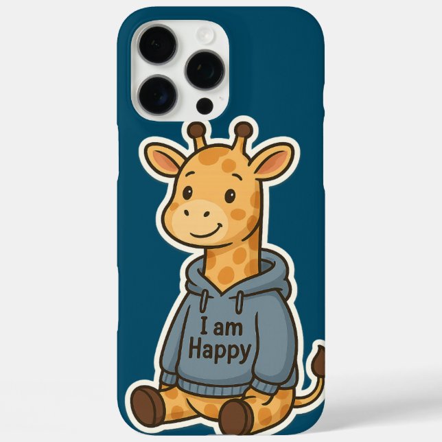 Niedliche Giraffe-Hoodie-Sticker iPhone 16 Pro Max Hülle (Rückseite)
