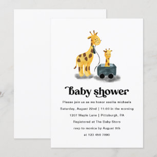 Niedliche Giraffe Illustration Typografie Kinderdu Einladung