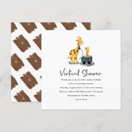 Niedliche Giraffe Illustration Virtual Baby Shower Einladung