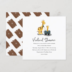 Niedliche Giraffe Illustration Virtual Baby Shower Einladung