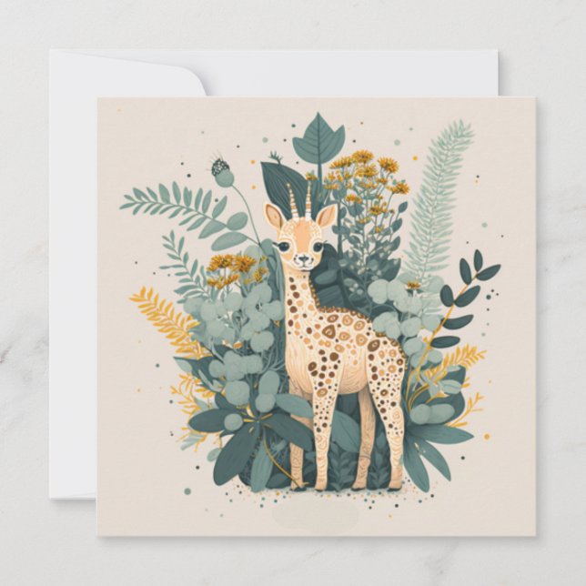 Niedliche Giraffe im Garten (Vorderseite)