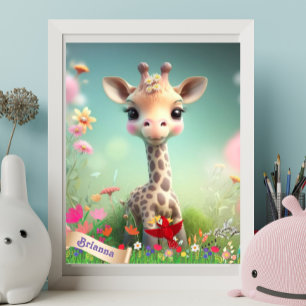 Niedliche Giraffe im Garten Personalisierte Kunst  Poster
