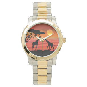 Niedliche Giraffe im Serengeti Armbanduhr