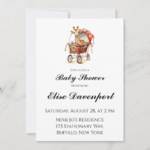 Niedliche Giraffe in Carriage Baby Shower
