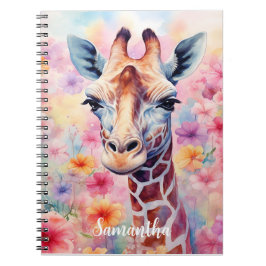 Niedliche Giraffe in rosa Blume Notizblock