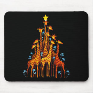 Niedliche Giraffe in Weihnachtsbaum-Hut-Giraffe Mousepad
